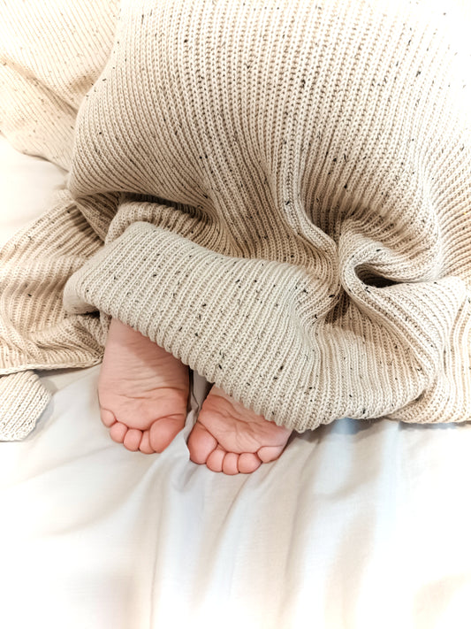 Speckled Cotton Blanket - Beige with Black Speckles