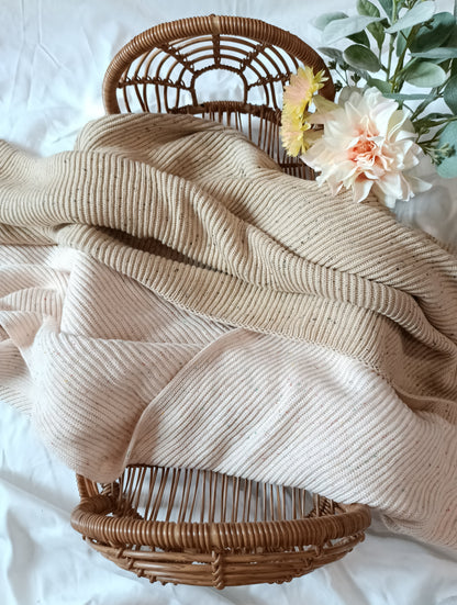 Speckled Cotton Blanket - Beige with Black Speckles